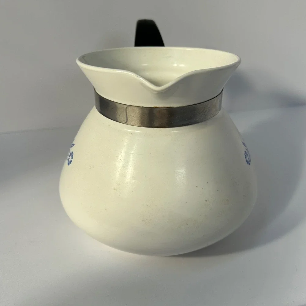 Corning Ware 6 Cup Coffee Pot Perculator‎ White Blue Floral Handle